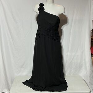 David's Bridal Elegant Black One Shoulder Evening Gown Sz 16
